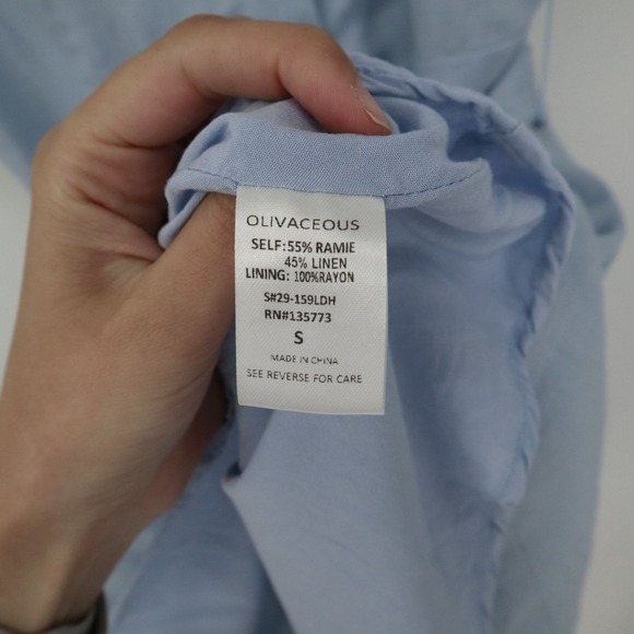 Olivaceous Linen Day Dress Womens S‎ Blue Bohemian Coastal Grandma Cottagecore - Picture 4 of 16